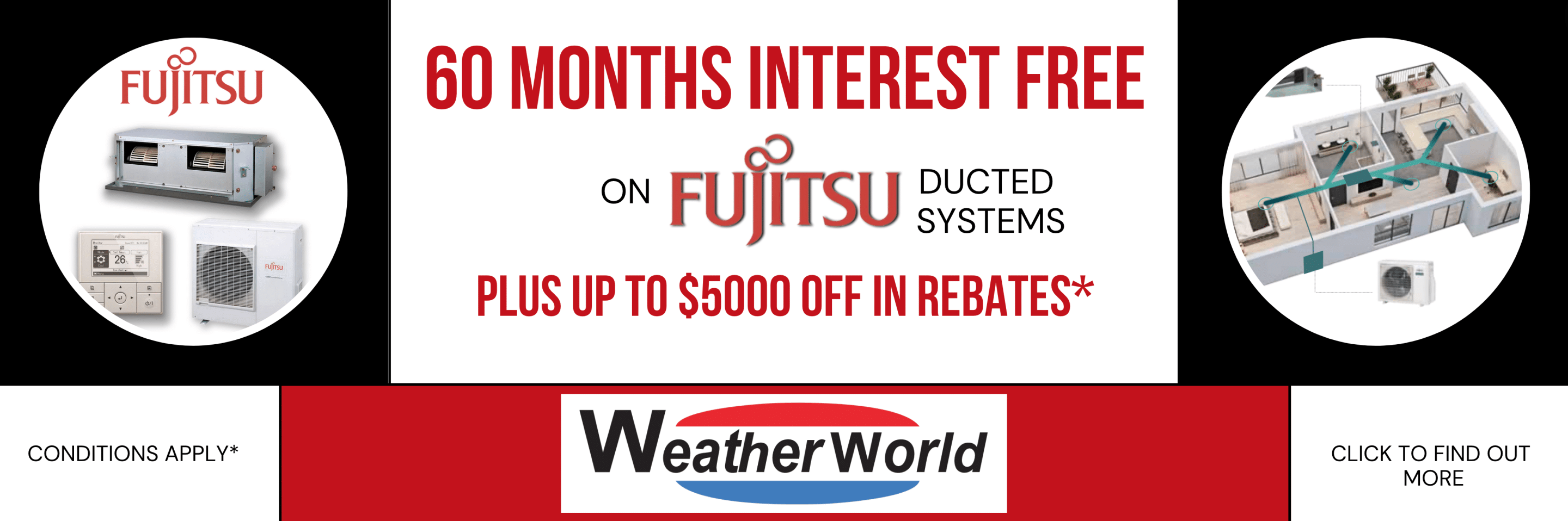 A banner of Fujitsu sale with 60 months interest free.